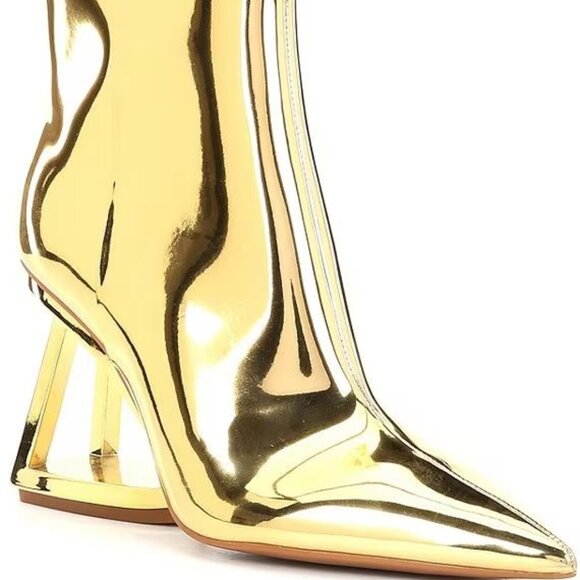 Gianni Bini Gold Mirror Chrome Booties 8W - Picture 1 of 2